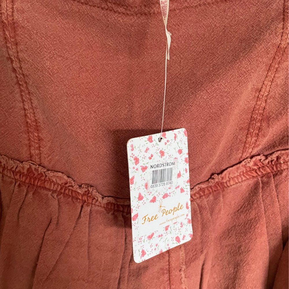 NWT Free People Ruffles In The Sand Rust Orange Mini Skirt - 12 - Picture 12 of 14